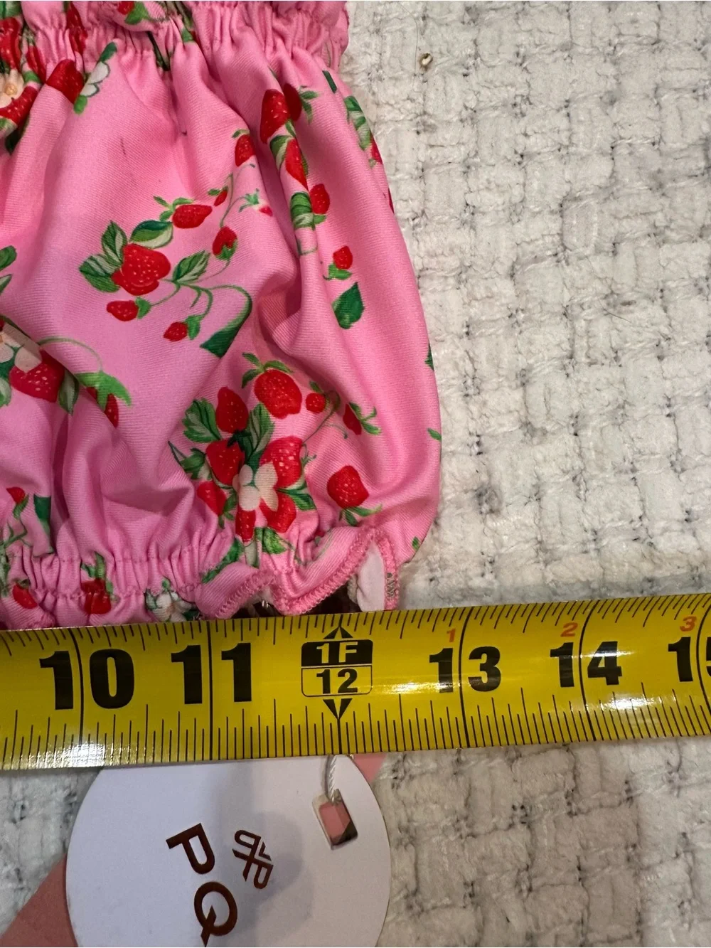 pily Q pink strawberry print remi ruched bandeau bikini top